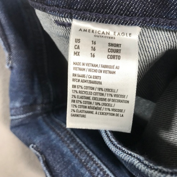 American Eagle Dreamy Drape Super High Rise Baggy Wide Leg Jeans Dark 16 Short - Picture 10 of 13